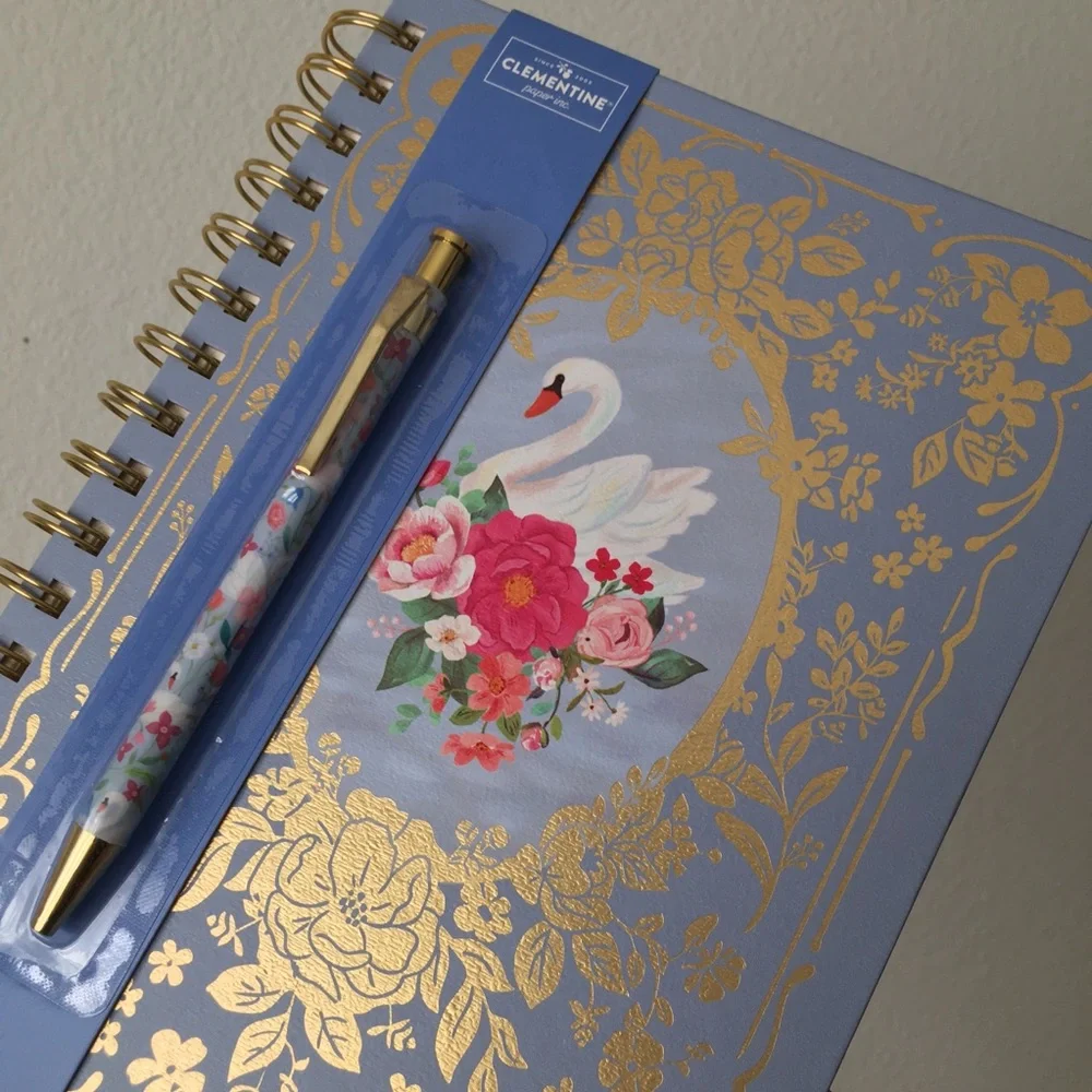 Clementine Spiral Notebook ~ Elegant Swan